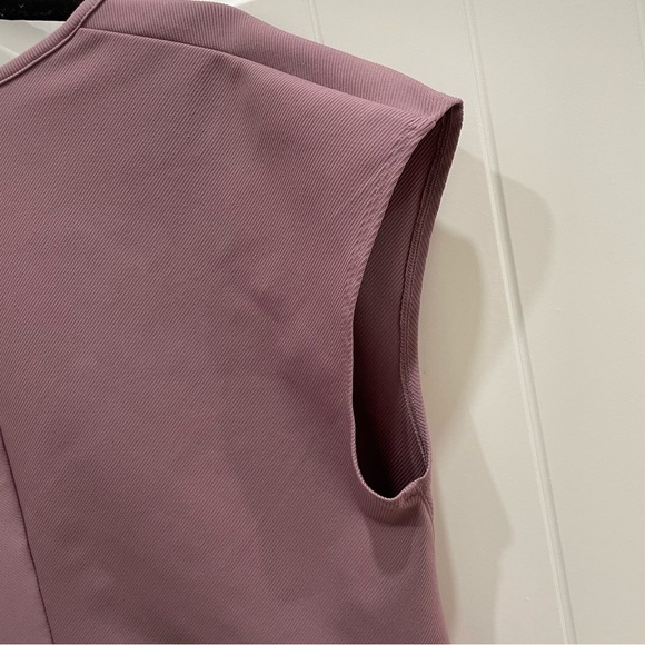 Athleta Bayview Ribbed Flora Mauve Faux Wrap Cap Short Sleeve Stretch SzXL - Picture 16 of 16